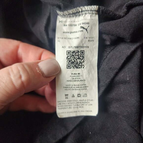 PUMA 100% Cotton Basic Long Sleeve Tee Logo Black Youth Kids Large (14-16) - Picture 5 of 6